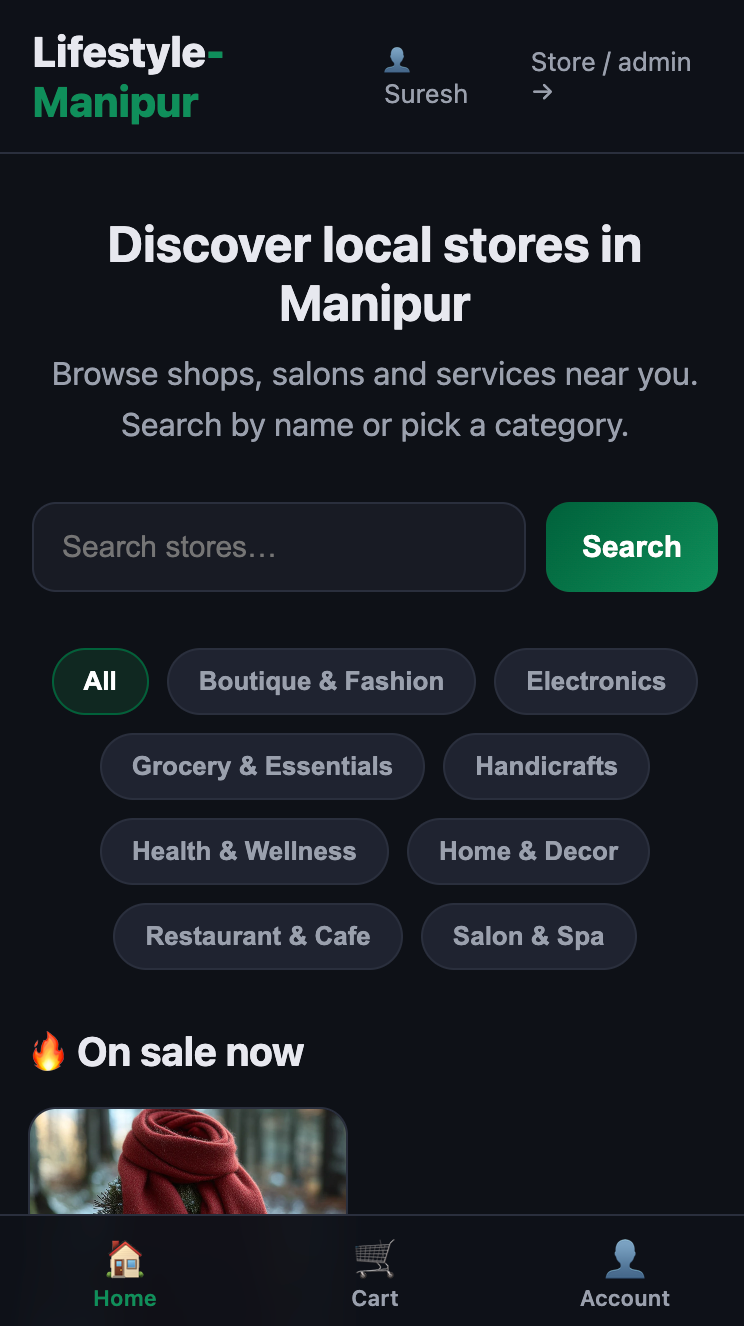 Lifestyle-Manipur storefront on a phone